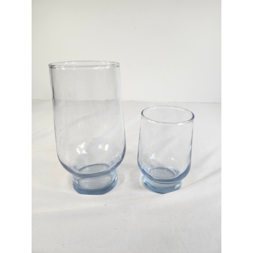 Vintage Libbey Impromptu Azure Blue Glass Tumbler Set Mid Century Modern 2pc